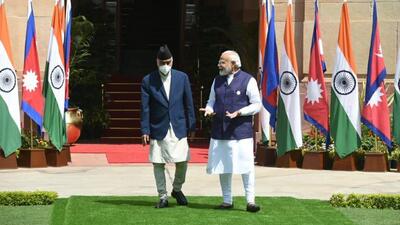 Prime Minister Modi and Nepalese PM Sher Bahadur Deuba launched the 35-km cross-border railway line linking Jaynagar in Bihar to Kurtha in Nepal and flagged off the inaugural run of a train with a capacity of 1,000 passengers. The train will be operated by the Nepal Railway Company (NRC). (Arvind Yadav/HT PHOTO.) Prime Minister Modi and Nepalese PM Sher Bahadur Deuba launched the 35-km cross-border railway line linking Jaynagar in Bihar to Kurtha in Nepal and flagged off the inaugural run of a train with a capacity of 1,000 passengers. The train will be operated by the Nepal Railway Company (NRC). (Arvind Yadav/HT PHOTO.)