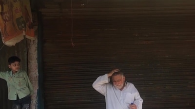A meat shop with its shutter down as per Ghaziabad authorities' order. (ANI/Twitter) A meat shop with its shutter down as per Ghaziabad authorities' order. (ANI/Twitter)