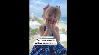 The little girl suggested ways to relieve anxiety and it is adorable to watch. (brittikitty/Instagram) The little girl suggested ways to relieve anxiety and it is adorable to watch. (brittikitty/Instagram)