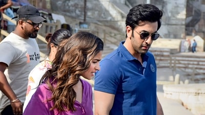 Varanasi: Bollywood actors Ranbir Kapoor and Alia Bhatt during shooting for their movie Brahmastra, (PTI) Varanasi: Bollywood actors Ranbir Kapoor and Alia Bhatt during shooting for their movie Brahmastra, (PTI)