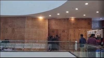 The management of Elante Mall barricaded the food court after its lease ended on March 31, even as the lessee had moved court, requesting an extension due to the pandemic and renovations. (HT Photo)