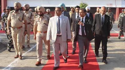 Justice Augustine George Masih, judge, Punjab and Haryana High Court at Ludhiana central jail on Saturday. (HT File)