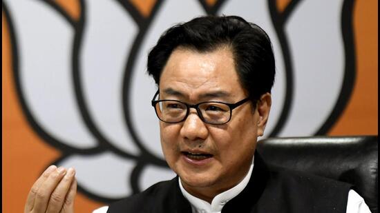 Union Law Minister Kiren Rijiju on Saturday thanked Home Minister Amit Shah for executing the prime minister’s vision well in the Northeast. (ANI PHOTO.)