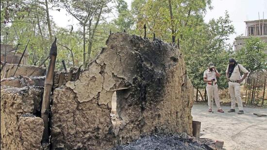 Nine people, mostly women and children, were burnt alive at Bogtui village on March 21 following the killing of a Trinamool Congress leader in the village. Seven bodies were charred beyond recognition. (PTI PHOTO.)