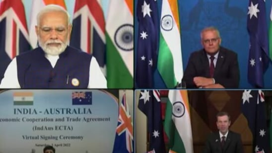 India and Australia leaders held a virtual meeting to sign the trade deal.&nbsp;