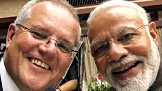 Prime Minister Narendra Modi with his Australian counterpart Scott Morrison(Scott Morrison/Twitter)