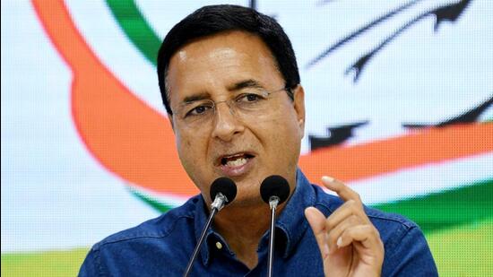 New Delhi, Aor 02 (ANI): Congress leader Randeep Singh Surjewala addresses a press conference, at AICC headquarters, in New Delhi on Saturday. (ANI Photo) (Shrikant Singh)