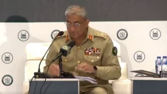 Pakistan army chief General Qamar Bajwa at the Islamabad Security Dialogue on Saturday.&nbsp;