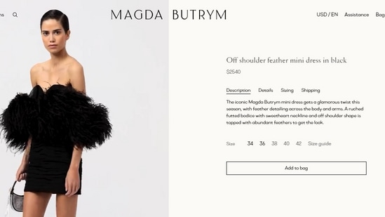 The price of Jacqueline's black mini-length ensemble.(magdabutrym.com)