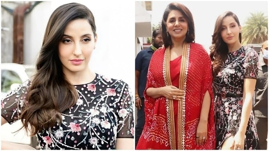 Nora Fatehi in floral thigh-slit gown serves queen vibes with Neetu Kapoor at Dance Deewane Juniors set: Pics, videos