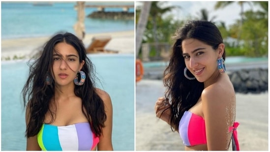 Sara Ali Khan is freshly back from Gujarat after her shooting schedule. However, the actor did not forget to take some time off and fly off to an unnamed location near to the sea and the sand. Beach baby Sara shared a slew of pictures of herself living it up with the sun, sea and the sand on her Instagram profile and it is setting major travel and fashion goals for us.(Instagram/@saraalikhan95)