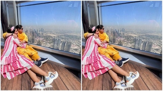 Hina and her mother are setting major travel goals for us. “Jee karda diladoon tenu Burj Khalifa,” she wrote in her caption.(Instagram/@realhinakhan)