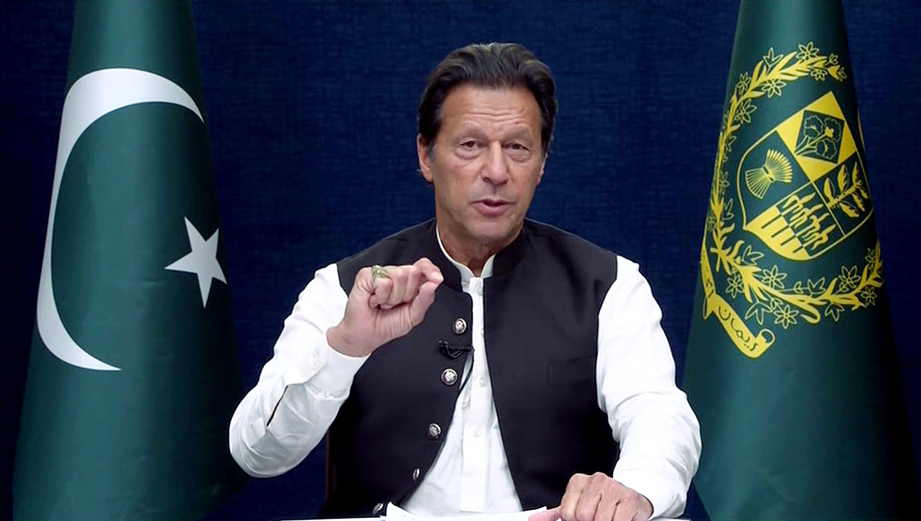 Pakistan Prime Minister Imran Khan addresses nation, in Islamabad (ANI Photo/PTV) Pakistan Prime Minister Imran Khan addresses nation, in Islamabad (ANI Photo/PTV)