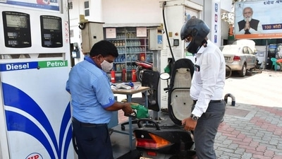 In Delhi, petrol is all set to cost ₹103.41 per litre, while diesel will be sold at ₹94.67 per litre, according to the latest notification of state fuel retailers. (Bhushan Koyande) In Delhi, petrol is all set to cost ₹103.41 per litre, while diesel will be sold at ₹94.67 per litre, according to the latest notification of state fuel retailers. (Bhushan Koyande)