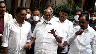 Telangana chief minister K Chandrasekhar Rao and Nationalist Congress Party chief Sharad Pawar. File Photo Telangana chief minister K Chandrasekhar Rao and Nationalist Congress Party chief Sharad Pawar. File Photo