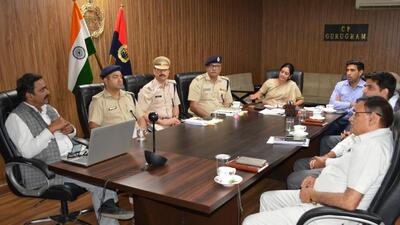 Officials from the district administration, the National Highways Authority of India, the Gurugram Metropolitan Development Authority, and road safety officers also attended the meeting. (Sourced) Officials from the district administration, the National Highways Authority of India, the Gurugram Metropolitan Development Authority, and road safety officers also attended the meeting. (Sourced)