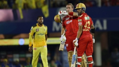 Punjab Kings Shikhar Dhawan and Liam Livingstone during the TATA Indian Premier League 2022&nbsp; (ANI)