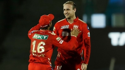 Punjab Kings Liam Livingstone celebrates the dismissal of Chennai Superkings Dwayne Bravo during the TATA Indian Premier League 2022 match (ANI)