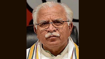Addressing a rally at Jind’s Safidon, Haryana chief minister Manohar Lal Khattar said the Aam Aadmi Party (AAP) government in Punjab showed its “poor mindset” while passing a resolution in the assembly over the Chandigarh issue. (Mohd Zakir/HT PHOTO)
