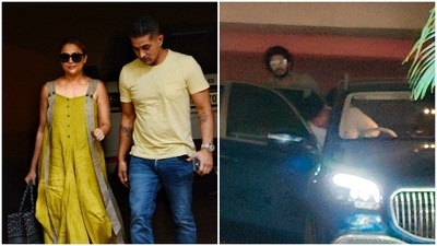 Amrita Arora, her husband Shakeel Ladak and Arjun Kapoor visit Malaika Arora. Amrita Arora, her husband Shakeel Ladak and Arjun Kapoor visit Malaika Arora.