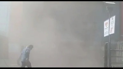 A video grab of the fire at Rave Moti mall in Kanpur (Sourced)