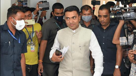 Goa chief minister Pramod Sawant on Sunday distributed portfolios to the eight ministers in his cabinet. (PTI PHOTO.)