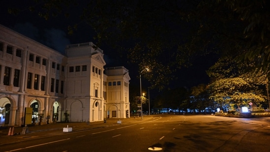 A general view of a deserted street is pictured amid the 36-hour curfew in Colombo.(AFP)