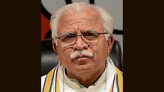 Addressing a rally at Jind’s Safidon, Haryana chief minister Manohar Lal Khattar said the Aam Aadmi Party (AAP) government in Punjab showed its “poor mindset” while passing a resolution in the assembly over the Chandigarh issue. (Mohd Zakir/HT PHOTO)