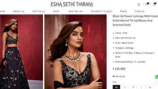 The price of Alaya F's lehenga set.&nbsp;(eshasethithirani.com)