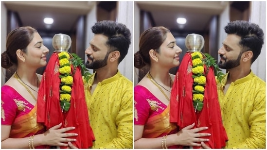 Earlier, Rahul and Disha had marked the auspicious occasion of Gudi Padwa at their home. The couple took to Instagram to share photos of their celebrations with fans and wished them 'Happy Gudi Padwa'.(Instagram/@dishaparmar)