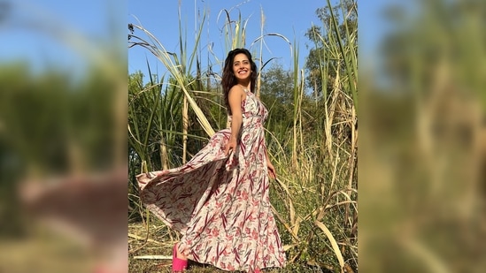 Casting a spell on her fans with her contagious smile, Nushrratt Bharuccha twirled and flaunted her beautiful summer dress.(Instagram/@nushrrattbharuccha)