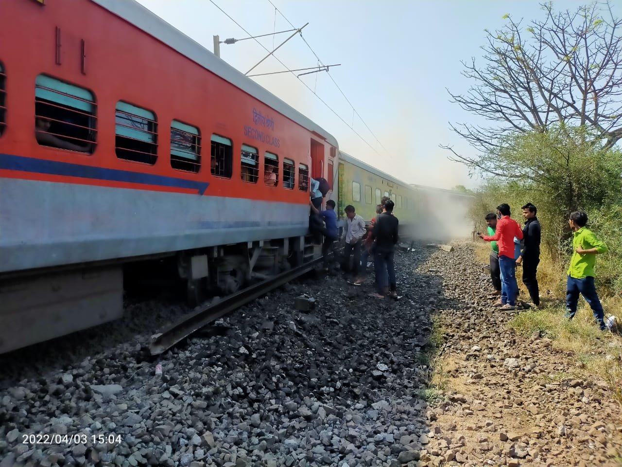 Visuals of derailed coaches ofLTT-Jaynagar Express near Nashik on Sunday. (ANI Twitter) Visuals of derailed coaches ofLTT-Jaynagar Express near Nashik on Sunday. (ANI Twitter)