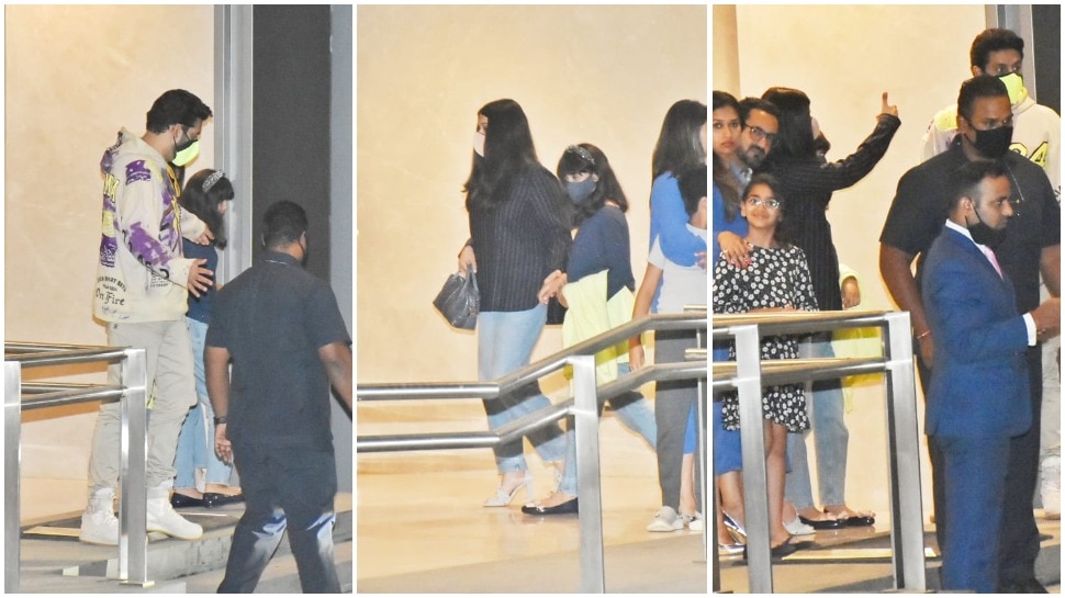 The family was spotted at a restaurant in Mumbai.