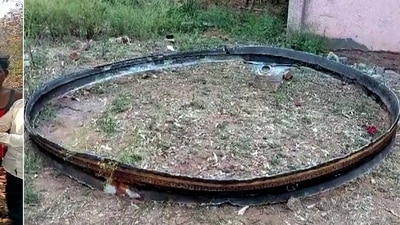 Combo photo of a metal ring and a spherical object found, following the blazing streak of light (meteor shower) streaking over the several districts of Maharashtra, at Sindewahi, in Chandrapur. (ANI) Combo photo of a metal ring and a spherical object found, following the blazing streak of light (meteor shower) streaking over the several districts of Maharashtra, at Sindewahi, in Chandrapur. (ANI)