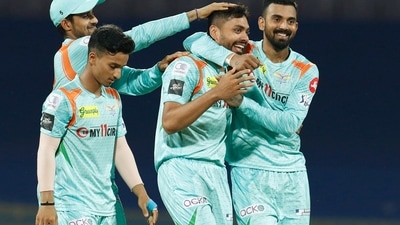 Lucknow Super Giants Avesh Khan celebrates the dismissal of SunRisers Hyderabad Kane Williamson (ANI) Lucknow Super Giants Avesh Khan celebrates the dismissal of SunRisers Hyderabad Kane Williamson (ANI)