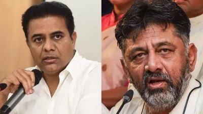 Telangana Minister KT Rama Rao and Karnataka Congress President DK Shivakumar