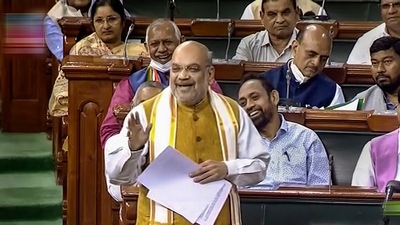 Union Home Minister Amit Shah speaks in the Lok Sabha during the second part of Budget Session of Parliament, in New Delhi, Monday. ((SANSAD TV/PTI Photo)) Union Home Minister Amit Shah speaks in the Lok Sabha during the second part of Budget Session of Parliament, in New Delhi, Monday. ((SANSAD TV/PTI Photo))