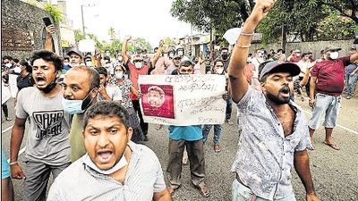 People protest against the Sri Lankan government in Colombo. (AP)