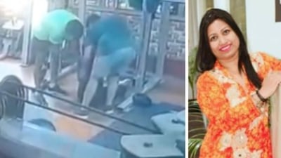 Footage of the woman collapsing was captured on CCTV (Source: twitter)