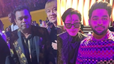 AR Rahman's son AR Ameen clicked pictures with BTS members while the composer himself also hung around nearby at the 2022 Grammys. AR Rahman's son AR Ameen clicked pictures with BTS members while the composer himself also hung around nearby at the 2022 Grammys.