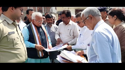 Haryana chief minsiter Manohar Lal Khattar during his visit to Panipat on Monday. (HT Photo) Haryana chief minsiter Manohar Lal Khattar during his visit to Panipat on Monday. (HT Photo)