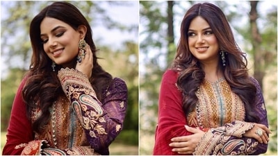 Ever since Miss Universe Harnaaz Sandhu returned to India after spending a few months in New York, the star has delighted her fans with back to back stunning looks. Though the beauty queen has experimented with different silhouettes, her appearances in traditional outfits always win our hearts. This holds true for her most recent outing in a printed and heavily embroidered purple suit set. (Instagram/@missuniverse) Ever since Miss Universe Harnaaz Sandhu returned to India after spending a few months in New York, the star has delighted her fans with back to back stunning looks. Though the beauty queen has experimented with different silhouettes, her appearances in traditional outfits always win our hearts. This holds true for her most recent outing in a printed and heavily embroidered purple suit set. (Instagram/@missuniverse)