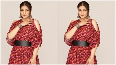 Styled by Pooja Gulabani, Raveena looked ravishing in nude eyeshadow, black eyeliner, mascara-laden eyelashes, black kohl, drawn eyebrows, contoured cheeks and a shade of nude lipstick. (Instagram/@officialraveenatandon)