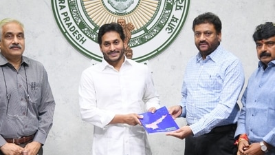 Andhra Pradesh CM YS Jagan Mohan Reddy launches 13 new districts of the state via video conferencing at Tadepalli, Guntur district. (ANI)