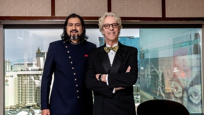 Ricky Kej with fellow winner Steward Copeland (Twitter)
