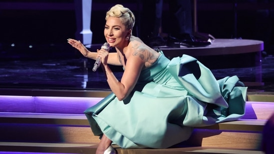 Lady Gaga performs the song Love for Sale from her album of the same name with Tony Bennett during the 64th Annual Grammy Awards show in Las Vegas.(REUTERS)