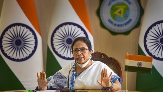 WB CM Mamata Banerjee during a press conference in Kolkata.&nbsp;(PTI)