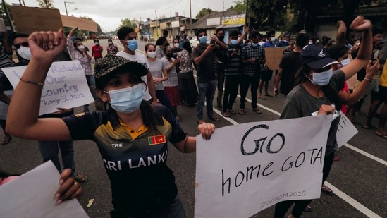 Banners of “Go home Gota” were seen on the streets as angry protesters shouted slogans against Sri Lankan President Gotabaya Rajapaksa.(REUTERS)