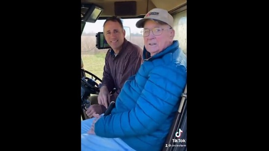 The Instagram video shows a grandfather get back into his tractor at the age of 93. (instagram/@circle_s_farms)