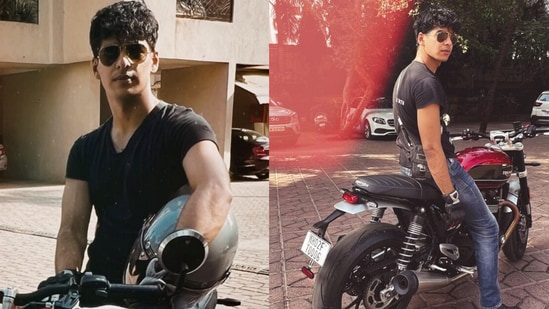 Ishaan Khatter shows off his new bike.